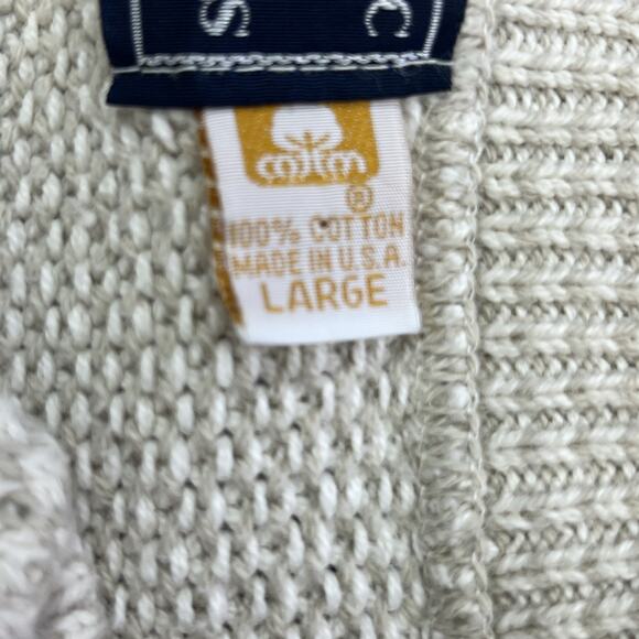 Vintage Peconic Bay Traders Waffle Knit Sweater Large Beige Fisherman Grandpa - Picture 4 of 13